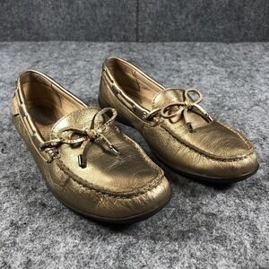Sperry Top-Sider Shoes Womens Size 6.5 M Metallic Leather Boat Loafers Moc Toe